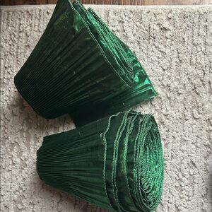 Green Pleated Fabric 11 yards ruffled lace trims (set of 2)